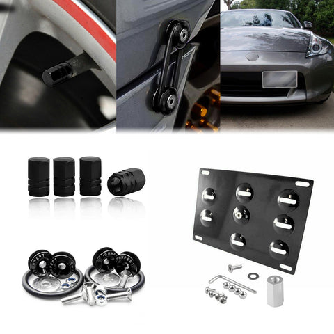 Set Tow Hook License Plate + Air Valve + Release Fastener For Infiniti G50 Q60