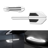 Car Side Door Marker Rearview Mirror Edge Protector Guard Cover Sticker Set, Carbon Fiber Pattern w/ Reflective Safety Strip (White)