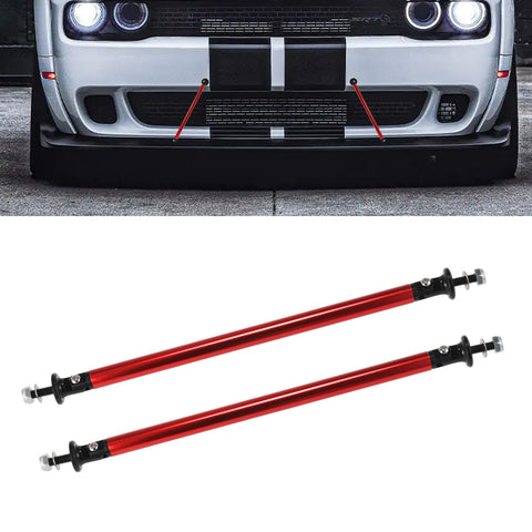 2pc Adjustable 7.87'' Front Bumper Lip Splitter Diffuser Strut Rod Tie Bars Compatible with Most Vehicles [Red]