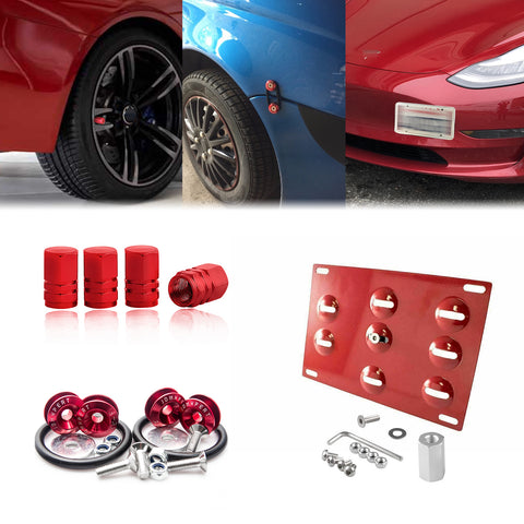 Set Tow License Plate + Air Valve + Release Fastener For Porsche Cayenne 11-17