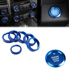Blue Engine Ignition AC Radio Switch Button Ring Cover For Ford F150 XLT 16-2020