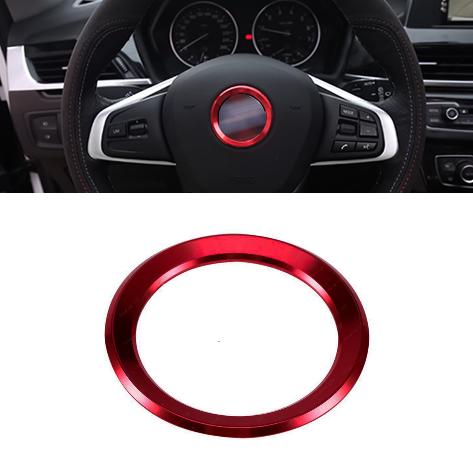 Red Steering Wheel Logo Emblem Ring Cover For BMW 1 3 4 5 7 Series X1 X3 X5  X6
