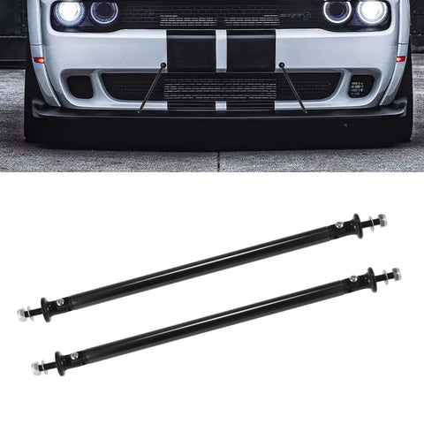 2pc Adjustable 7.87'' Front Bumper Lip Splitter Diffuser Strut Rod Tie Bars Compatible with Most Vehicles [Black]