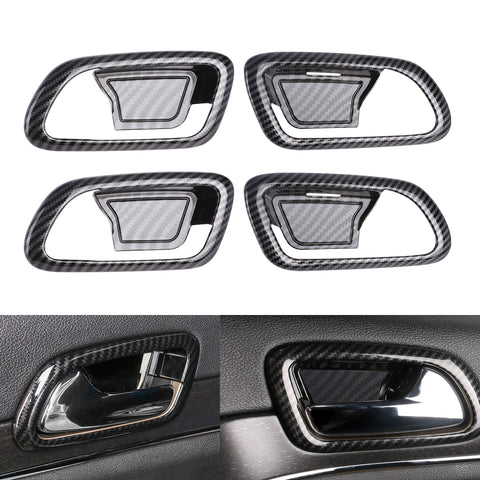 Carbon Fiber Style Door Handle Bowl Moulding Decor Trim For Jeep Grand Cherokee