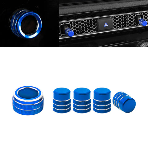 Xotic Tech 5PCS Centre Console AC Air Vent Knob Trim + GPS Navigation Knob Ring Cover Decoration Combo Kit Compatible with Honda Civic 11th Gen 2022 (Blue)