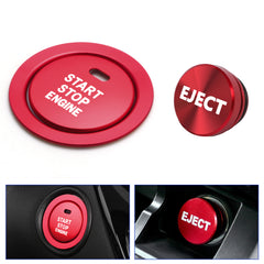 Red Aluminum Engine Start + Cigarette Lighter Eject Button Trim For Toyota Camry