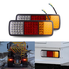 2Pcs 12V Rectangular Rear Tail Light Bar Waterproof Turn Signal Indicatior Stop Brake Reverse Running Taillight Universal For Vehicle Truck Trailer Boat Van RV (75LED, Red/White/Amber )