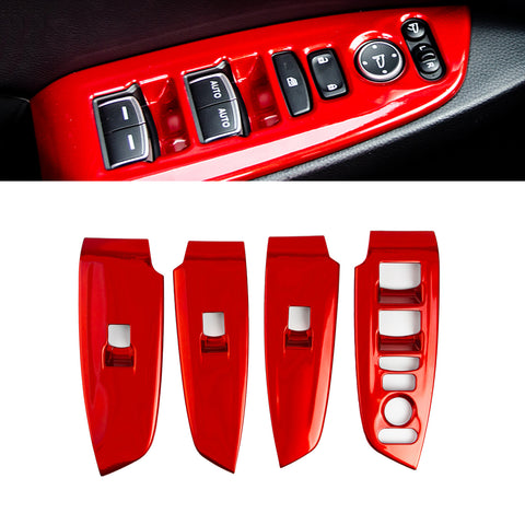 Xotic Tech Inner Window Lift Door Lock Switch Control Panel Cover Trim, Sporty Red, Compatible with Honda Accord 10th Gen 2018-2022