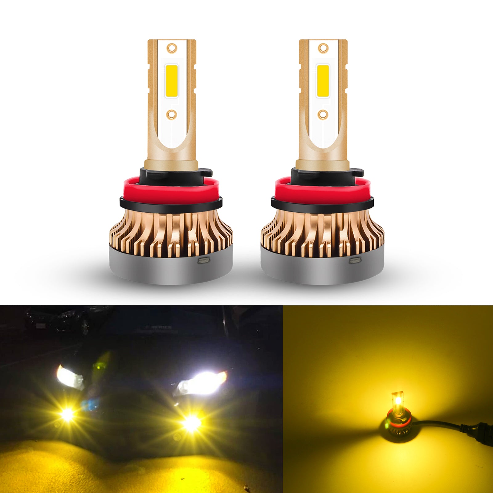 H8 Led 2PCS H8 H9 H11 LED Fog Driving Light Bulb with Super Bright COB LED Ch ...