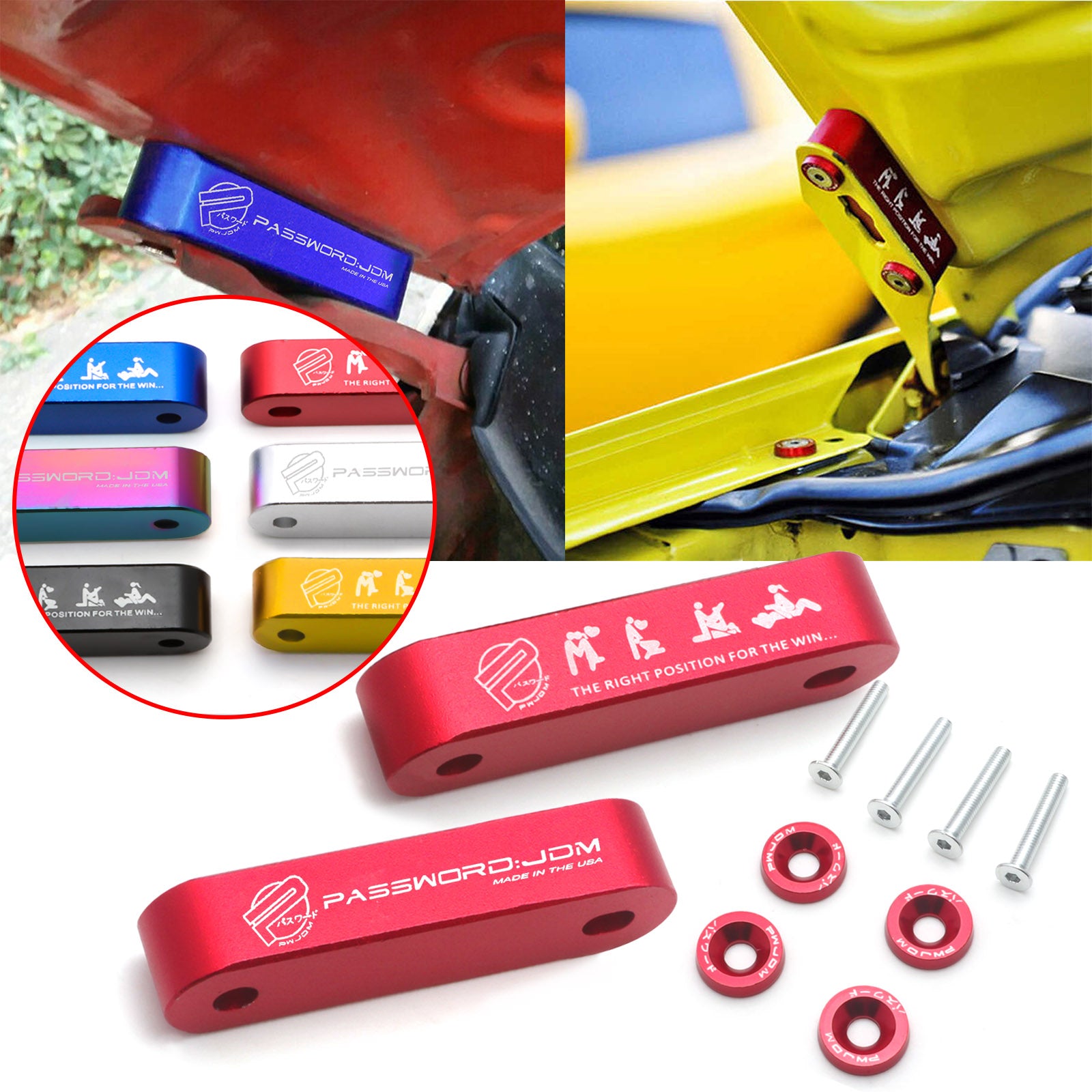 Hood Riser Red / Gold / Blue / Black / Neo / Silver Hood Spacer Riser Kit for Hon ...