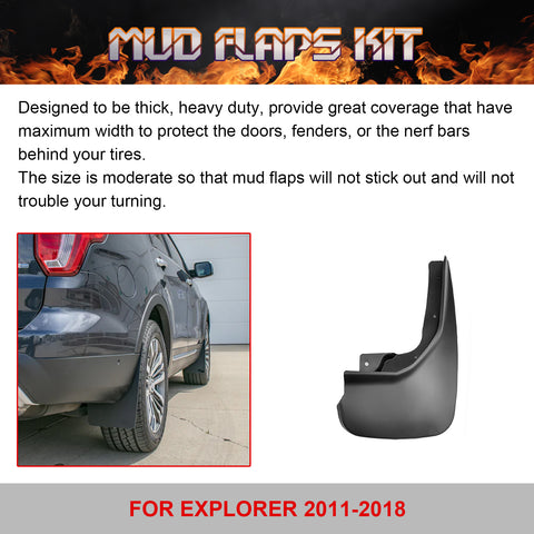 For Ford Explorer 2011-2018 Front & Rear Splash Mud Flaps Mudguards Replacement