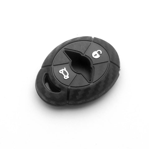 Carbon Fiber Pattern Silicone Key Fob Case Cover Protector for Mini Cooper MK1 R50 R52 R53 3-button Key