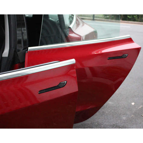 4pcs for Tesla Model 3 2017-up Side Door Push Handle Cover Trim, Sporty Carbon Fiber Car Exterior Door Handle Protector Cover Decoration