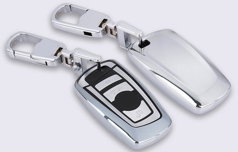 For BMW Key Fob Cover, Smart Remote Key Shell Case Holder Protector Compatible With BMW 1 3 4 5 6 X3 M6 GT3 GT5 Series, Silver
