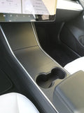 3pcs for Tesla Model 3 Center Console Wrap Sticker, Armrest Cup Holder Box Panel Trim, Protective Film Anti-Scratch Decal, Black Color Carbon Fiber Pattern / Matte Black / Matte White / Brushed Silver