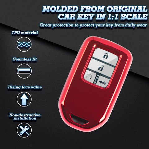 TPU Red Shockproof Smart Key Fob Holder For Honda Honda CR-V CR-V FIT Civic