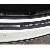 Carbon Fiber Texture Car Rear Bumper Guard Sticker, Sporty Rear Trunk Sill Scratch Protector Vinyl Decal, 35.43"/41.33"