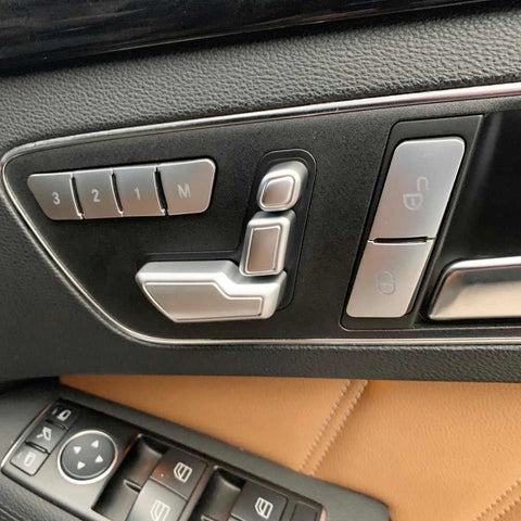 Car Seat Memory Button Patch Sticker Trim Inner Door Lock Unlock Adjust Switch Button Cover Cap Decoration for Mercedes Benz A B C E Class CLA C117 GLA X156 GLE GL GLS ML GLK GLS CLS