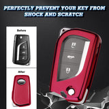 Red TPU Shockproof Flip Key Fob Case For Toyota Auris Corolla Yaris 2/3/4 Button