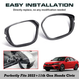Carbon Fiber Pattern Rear View Side Mirror Cover Trim For Honda Civic 11th Gen