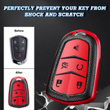 Red Soft Anti-dust Remote Smart Key Fob Shell Case For Cadillac CT6 2016-2019