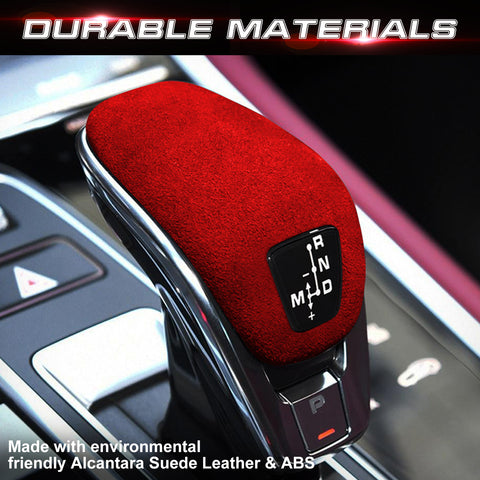 Red Alcantara Suede Leather Gear Shift Knob Cover For Porsche Panamera 2018-up