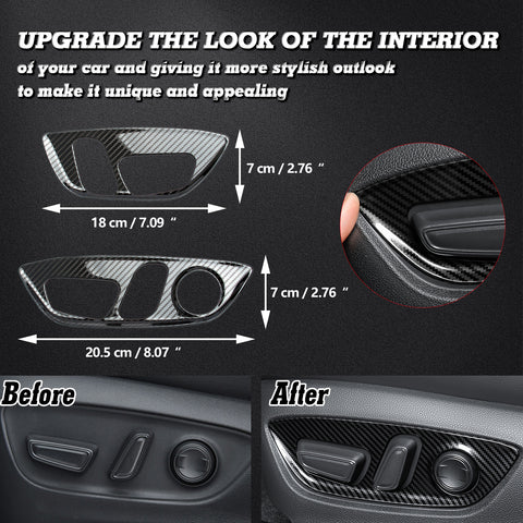 Carbon Fiber Texture Stainless Steel Seat Handle Panel Cover  For Toyota Camry 2018-2024