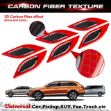 3D Red Carbon Fiber Look PVC Fender Bumper Hood Reflective Strip Stickers Universal