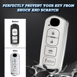 White Soft TPU Leather Shockproof Smart Entry Key Fob Cover For MAZDA 3 2009-23