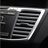 10pcs Car Accessories Interior Soft PVC AC Air Conditioner Outlet Overlay Strip Decoration Cover Trim Kit Universal Fit, Silver