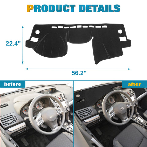 Center Console Dashboard Mat Pre-Cut Non-Slip Sunshield Sun Glare Protector Dash Carpet Pad Black Cover Compatible with Subaru Forester 2013-2018