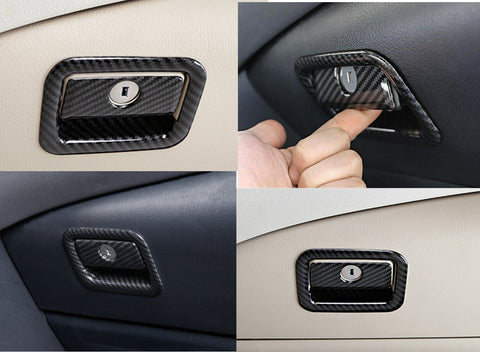 ABS Carbon Fiber Copilot Glove Storage Box Handle Cover Trim for Toyota Camry 2018-2024