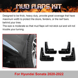 4PCS Mud Splash Guard Fender Mud Flaps w/Screws Kit For Hyundai Sonata 2020-2022