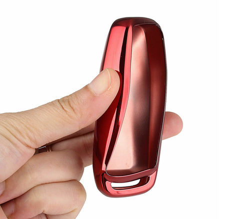 Metallic Red Remote Key Fob Cover TPU Case For Ford Lincoln 4/5-Button keyless