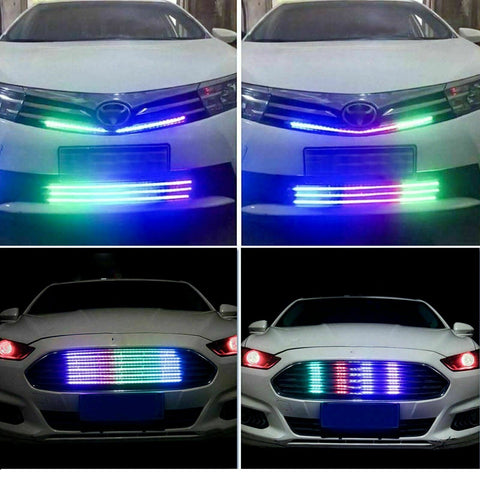 RGB Knight Rider LED Scanner Light Strip, 21'' 48-SMD Multicolored LED Flash Strobe Light Bar Kit for Car Interior Exterior Hood Grille Trunk