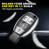 Full Protection Silver Smart Key Fob Cover Case Shell w/Keychain For Mercedes Benz 3 Button