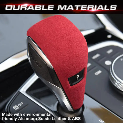 Red Suede Leather Gear Shift Knob Cap Trim For BMW 3-Series G20 G21 G28 2019-up