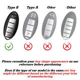 4 Buttons Remote Key Fob Shell TPU & Leather Full Protect Holder w/Keychain Blue For Nissan