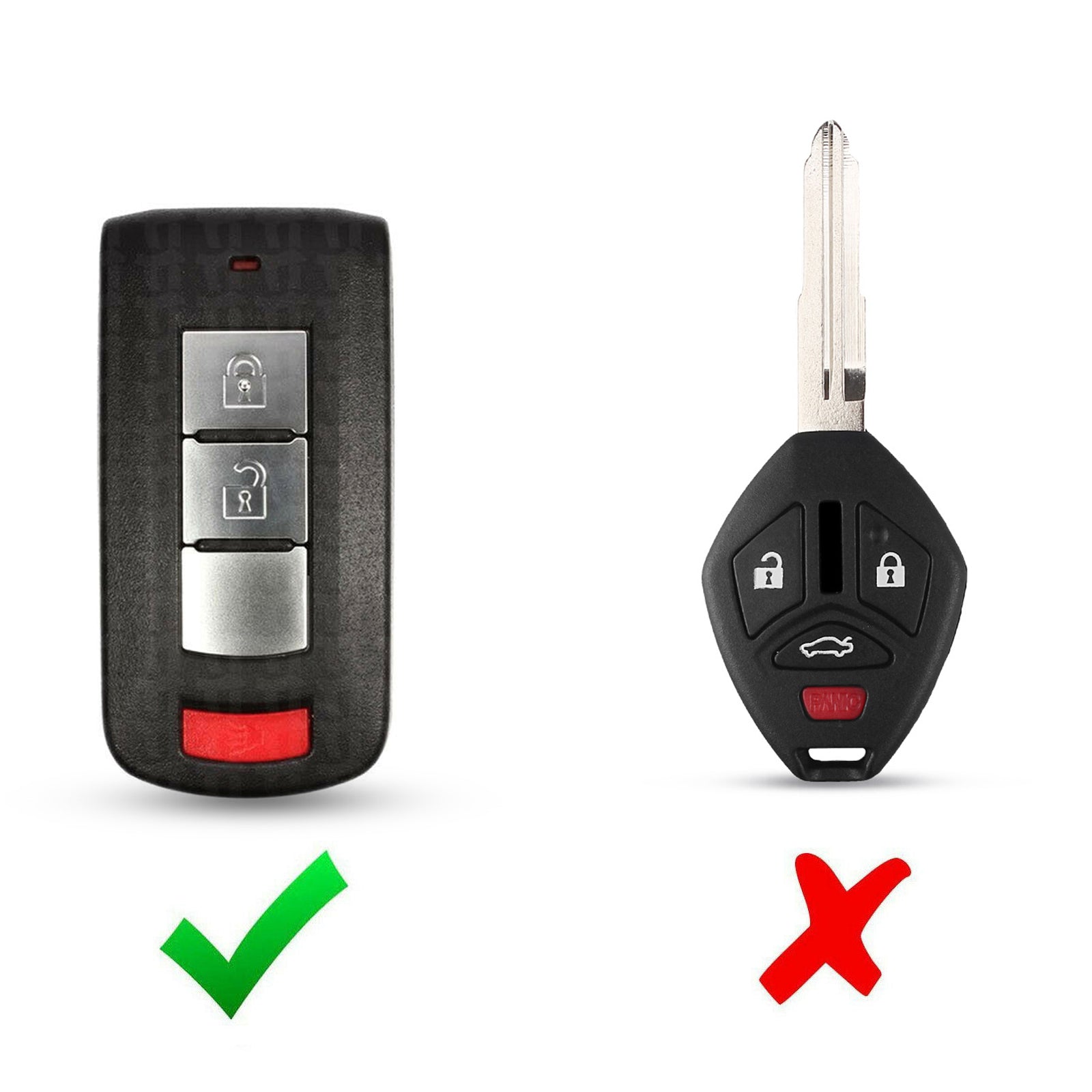 for Mitsubishi Outlander Key Fob Cover with Keychain Carbon Fiber Pa