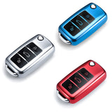 Blue/ Red/ Silver TPU Keyless Smart Key Fob Cover Full Protection Case for Volkswagen 3-button Key