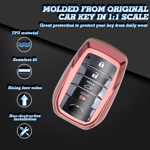 Pink Soft TPU Full Protect Remote Key Fob Cover For Toyota Land Cruiser 2018-up