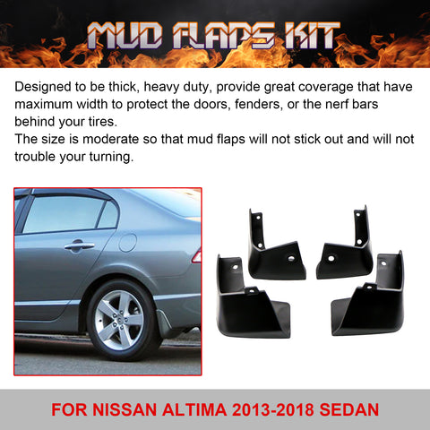 Car Racing Fender Splash Mud Flaps Mudguards For Nissan Altima 2013-2018 Sedan