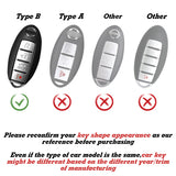 4 Buttons Remote Key Fob Shell TPU & Leather Full Protect Holder w/Keychain Silver For Nissan