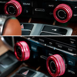 2x Red Alloy Volume Radio Switch Knob Covers For Porsche 911 Cayenne Macan 718