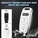 White TPU Leather Anti-dust Full Seal Remote Key Fob Cover For Audi A6L A7 A8 Q7