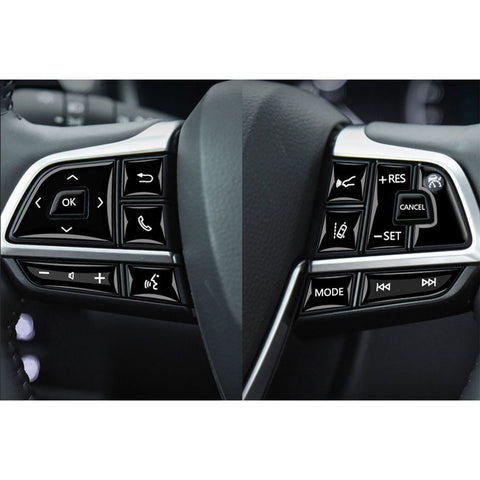 Set Black Steering Wheel Switch Cover Trim Decor For Toyota Highlander 2020-2022