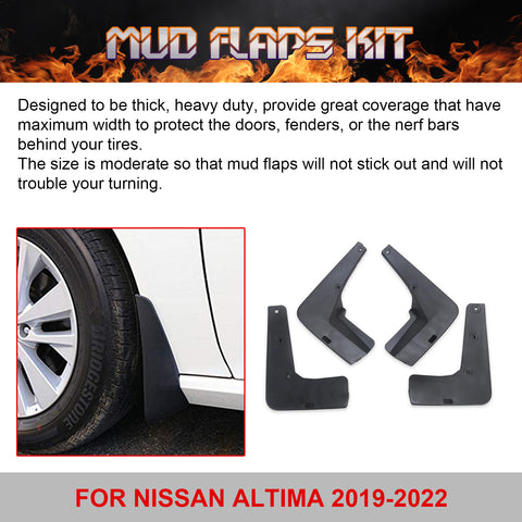 OE Fit Front & Rear Mudguard Flaps Splash Guards Kit For Nissan Altima 2019-2022