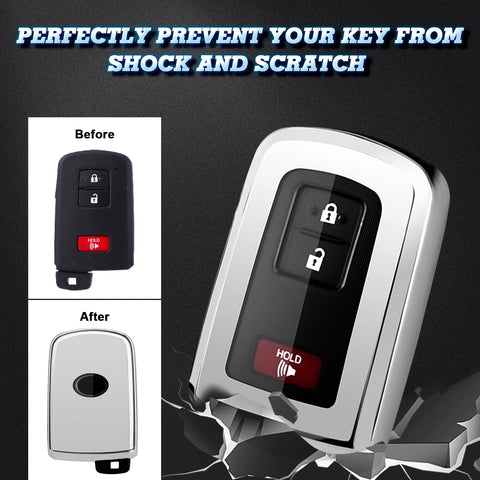 Silver TPU Full Seal Smart Key Fob Case For Toyota Camry Corolla Highlander Avalon