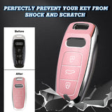 Pink TPU Leather Anti-dust Full Seal Remote Key Fob Cover For Audi A6L A7 A8 Q7