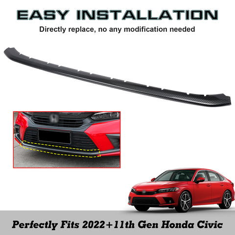 Carbon Fiber Pattern Front Bumper Lip Cover Trim For Honda Civic 11th Gen 2022